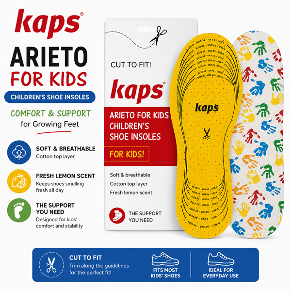 Kaps Arieto cut-to-fit replacement insoles for kids’ shoes.