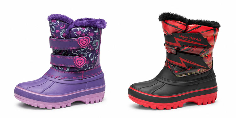Dream Pairs kids’ snow boots with double Velcro straps and oversized openings.