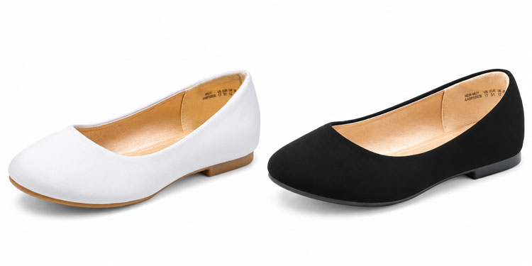 DREAM PAIRS wide dress flats for girls in white and black.