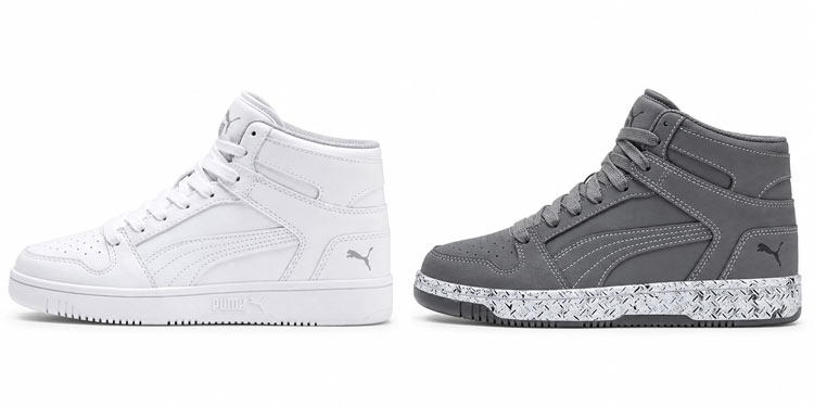 Puma rigid and supportive high-top shoes for kids with stable outsoles.