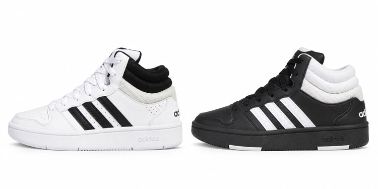 Rigid and supportive high-top shoes for kids with stable outsoles.